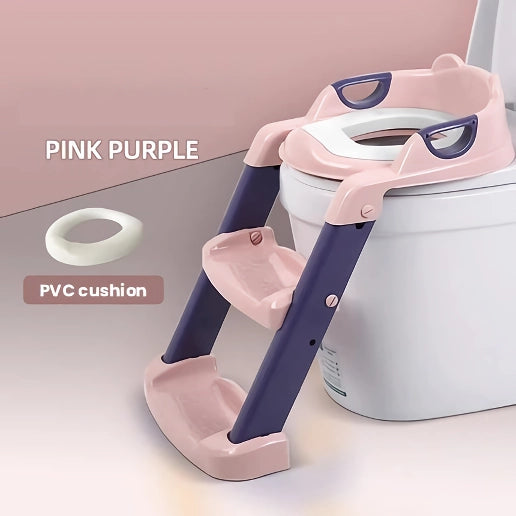 Kid-Friendly Potty Training Seat with Adjustable Ladder and Folding Design