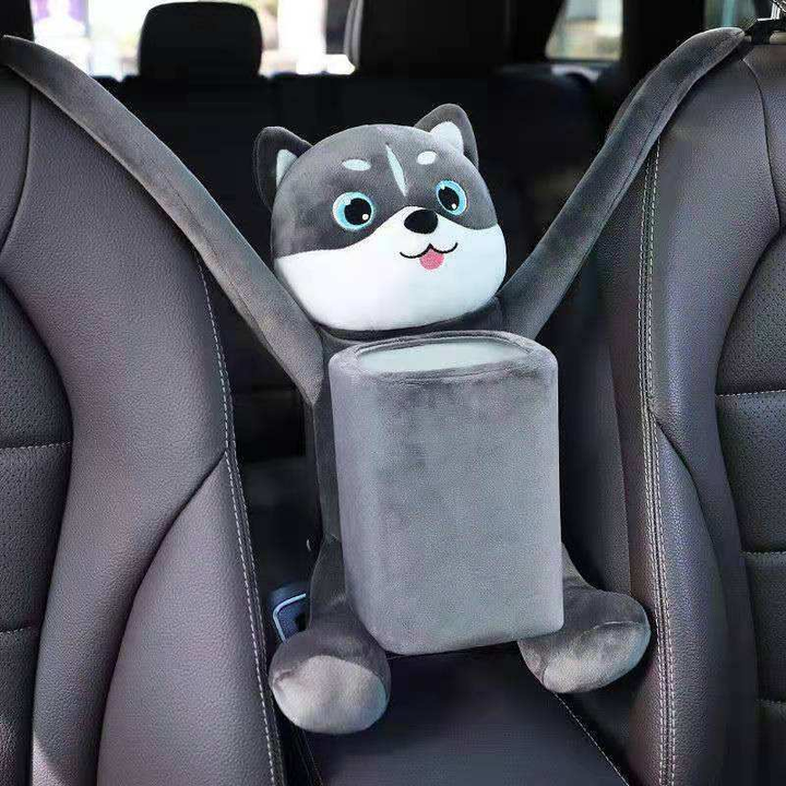 Cute Square Car Trash Bin - No-Lid Hanging Storage for Car Interiors