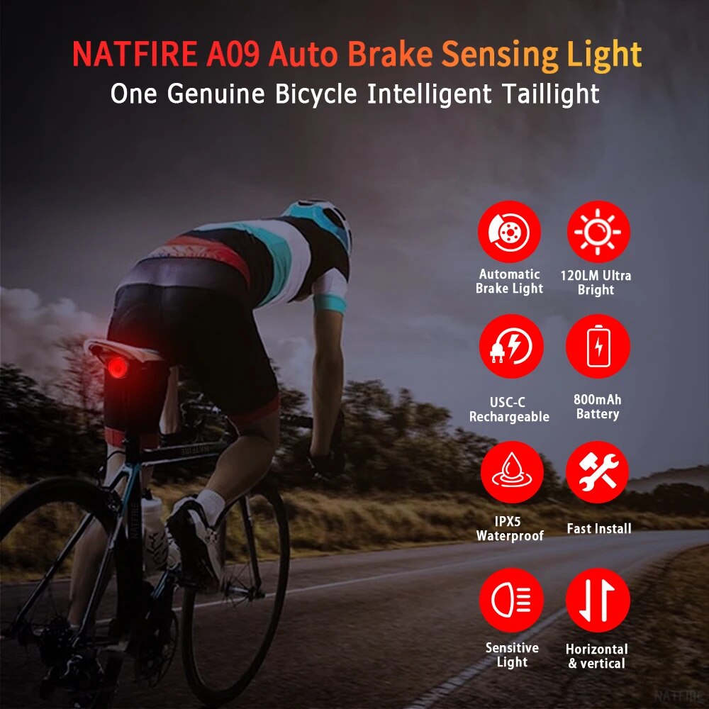 Smart Auto Brake Sensing Bicycle Tail Light