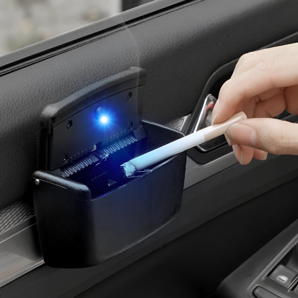 Portable Smokeless Car Ashtray with LED Light and Lid