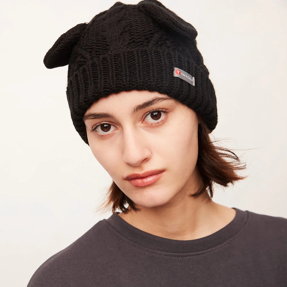 Bear Ears Wool Knitted Autumn Hat