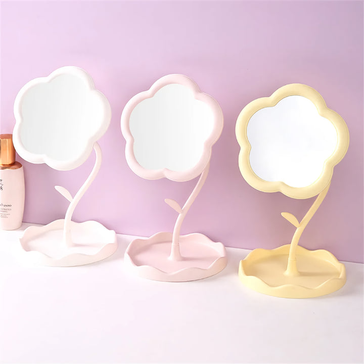 Sunflower Shaped Makeup Mirror with Jewelry Hooks