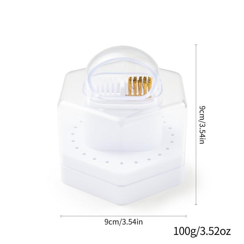 24-Hole Nail Drill Bits Storage Box with Cleaning Brush