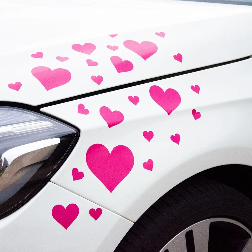 Vinyl Heart Decals 24-Piece Set