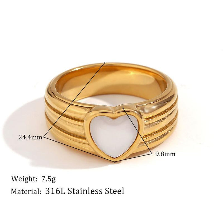 18K Gold Plated Striped Heart Ring – Tarnish Free & Hypoallergenic Stainless Steel