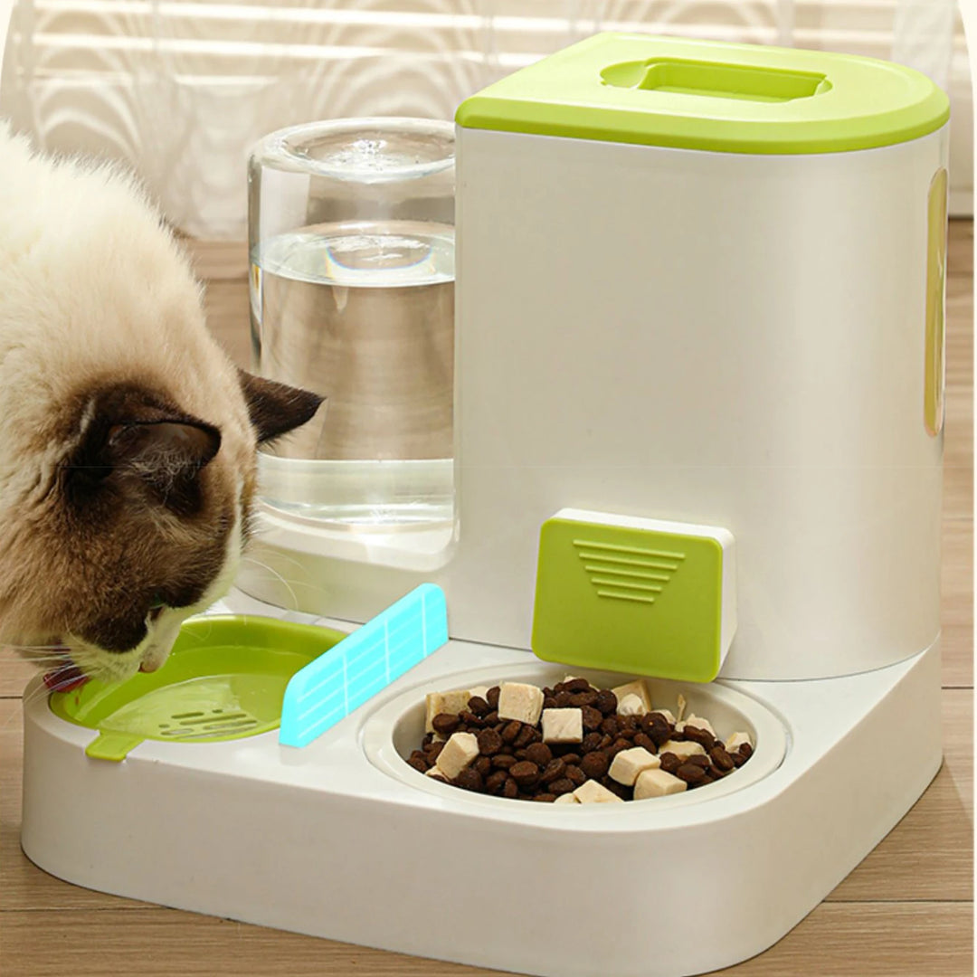 Automatic Cat Water Feeder & Food Dispenser with Large Capacity and Easy-Clean Design