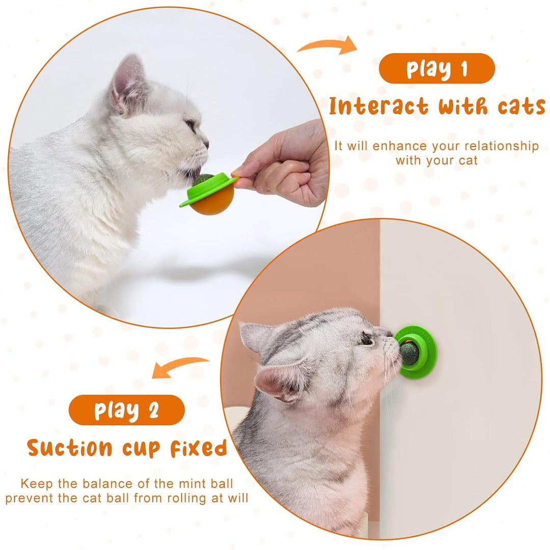 Interactive Rotating Cat Grass Ball Toy with Suction Cup