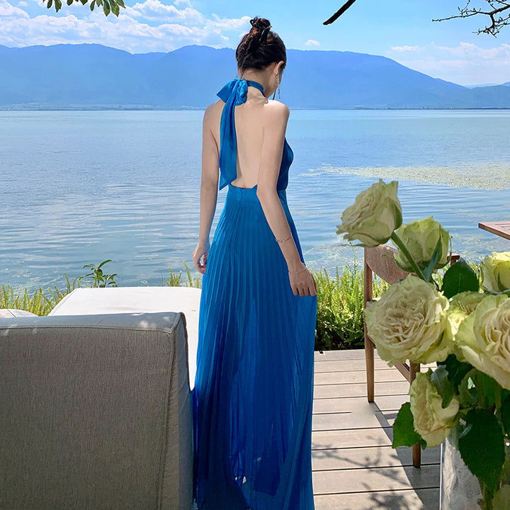 Fashion French Female Elegant Halter Dress