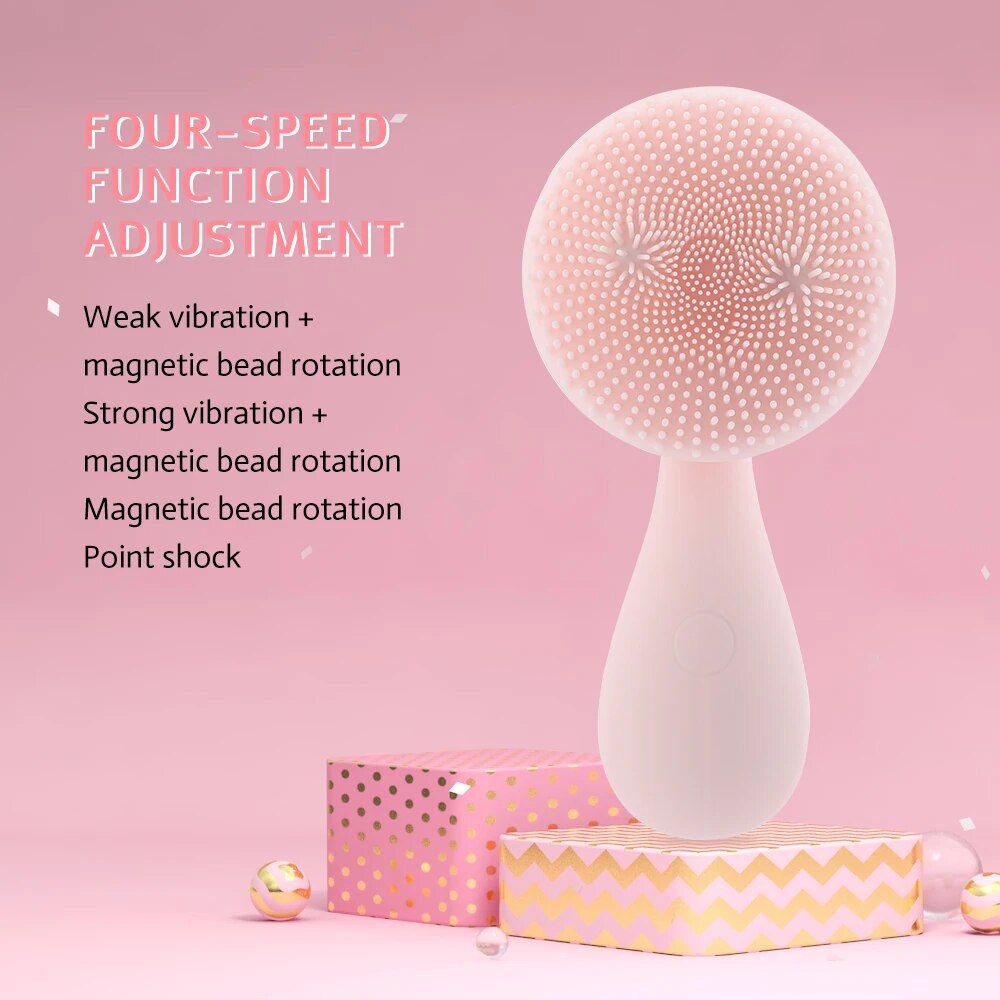 Electric Silicone Facial Cleansing & Massage Brush with Magnetic Charging
