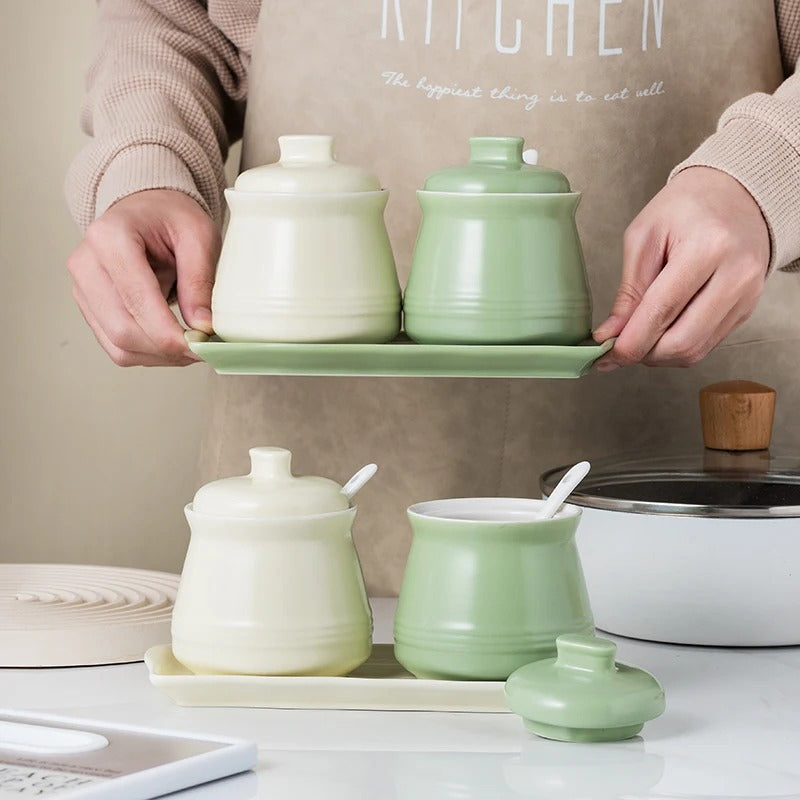 Elegant Ceramic Spice Jar Set for Organized Cooking