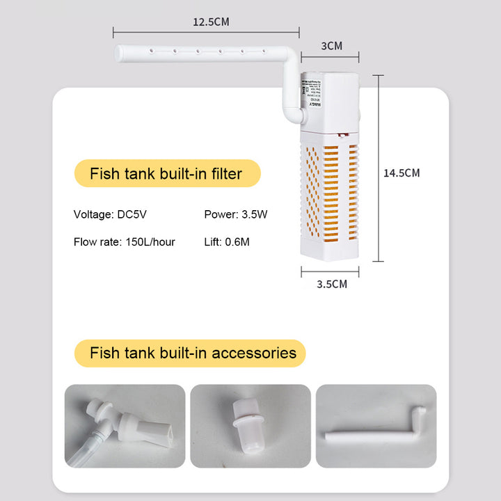 Submersible Aquarium Filter with Built-in Circulating Pump