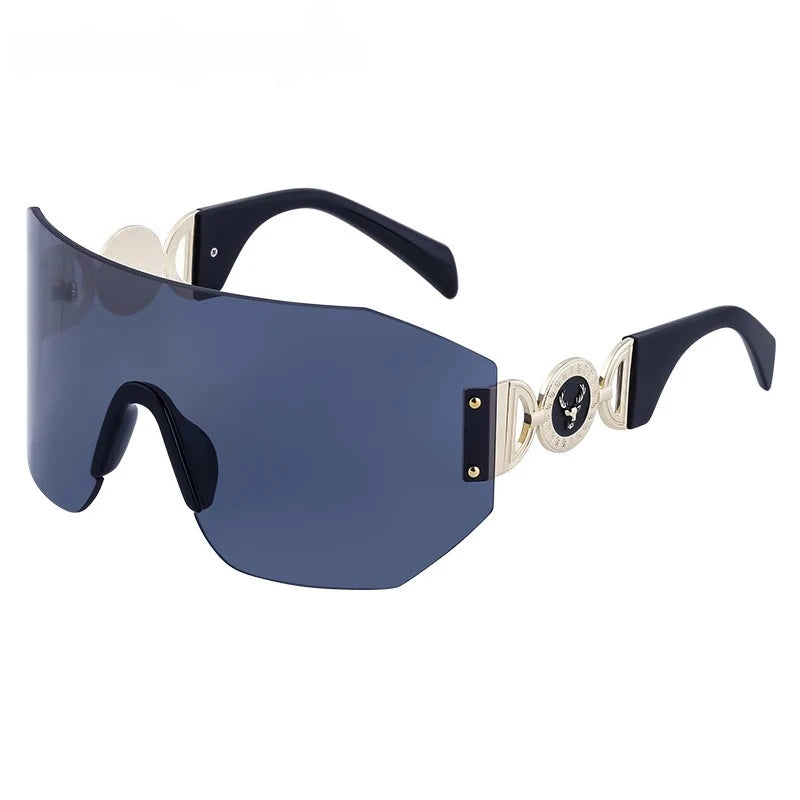 Oversized Shield Rimless Sunglasses