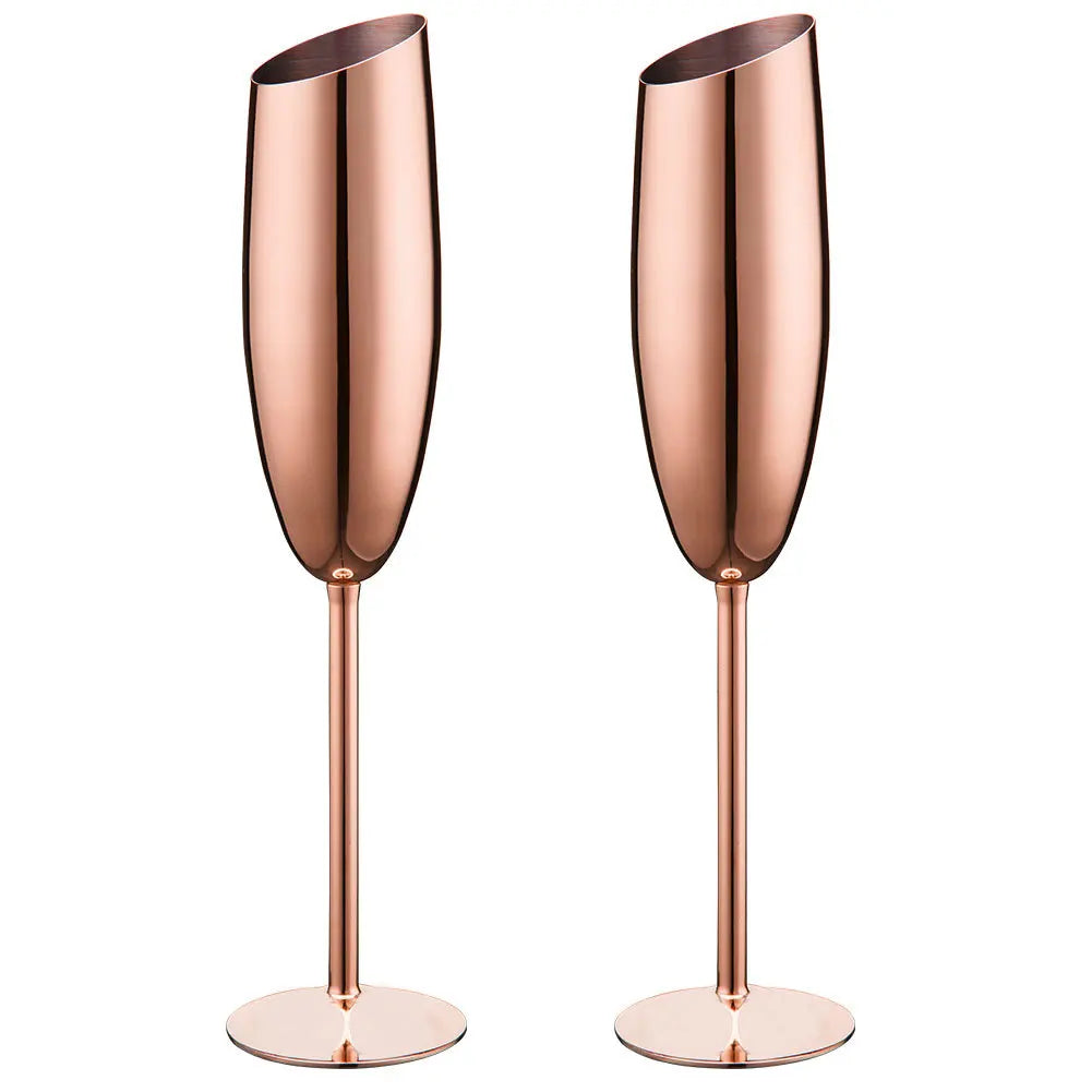 2 Pcs Stainless Steel Tall Champagne & Martini Glass Set for Cold Drinks