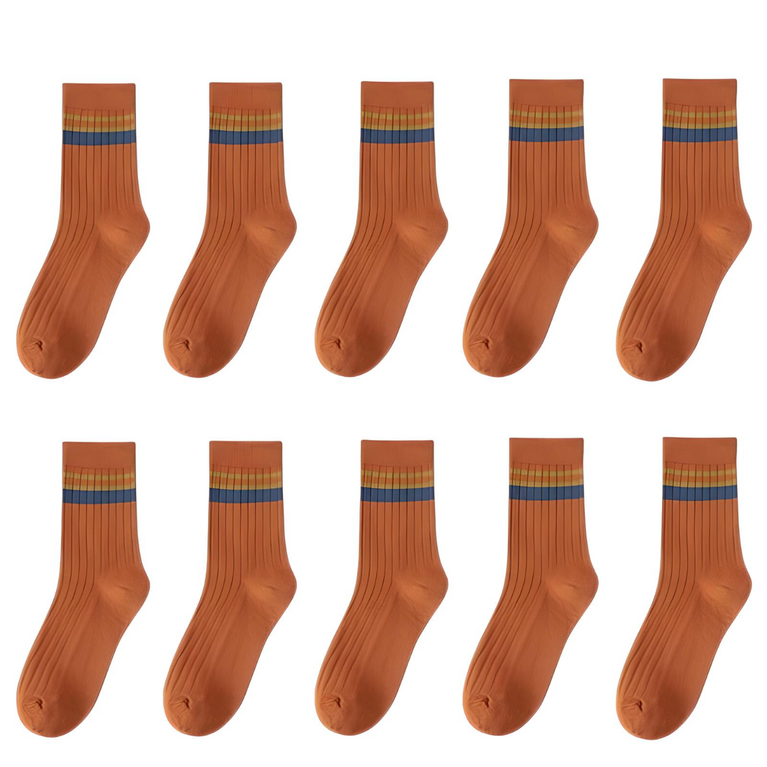 10 Pair Men's Striped Cotton Socks