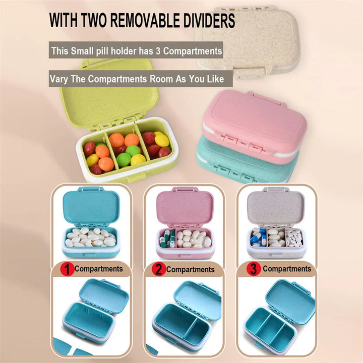 Mini Portable 3-Grids Pill Organizer Box