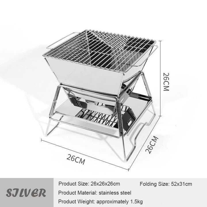 Compact Stainless Steel Portable Folding BBQ & Grill - Ideal for Camping and Outdoor Cooking