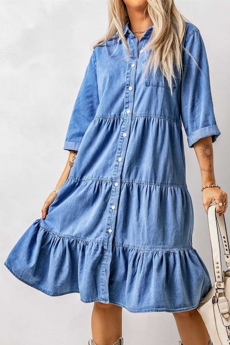 Spring And Summer Dress Denim Button Shirt