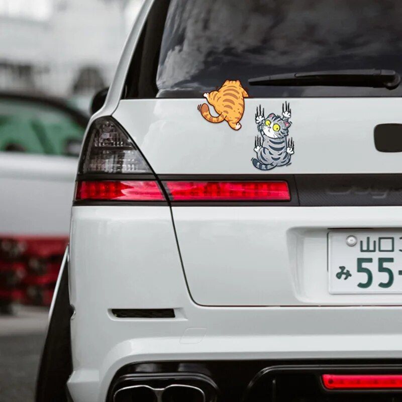 Whimsical Cat Scratch Car Decal