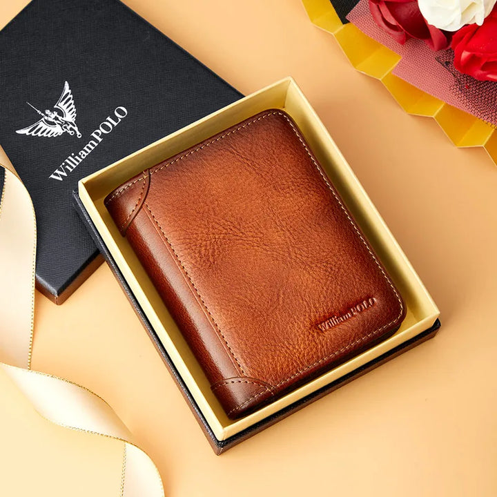 Luxury Genuine Leather Men's Wallet - High Quality Small Card Holder & Retro Pocket Purse