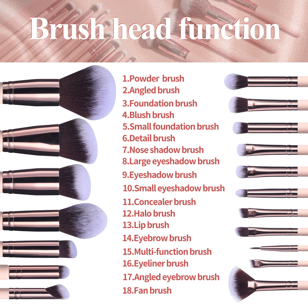 18 Makeup Brushes Suit Rotating Barrel