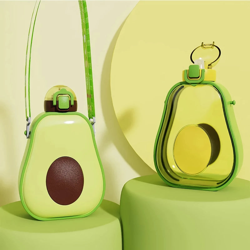 600ml Avocado Kids Water Bottle with Straw