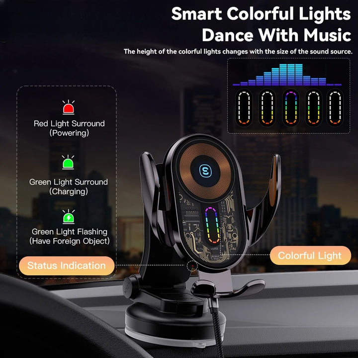 15W Wireless Car Charger Mount with Auto-Sensor