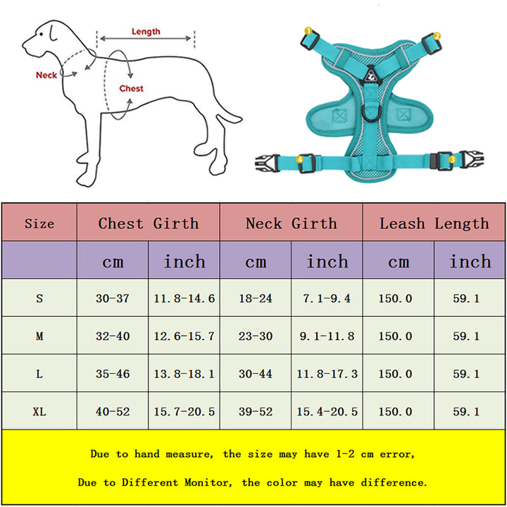 Adjustable Reflective No-Pull Dog Harness and Leash Set for Small and Medium Dogs