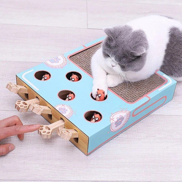 Multi-Hole Mice Puzzle Cat Toy with Scratcher & Grinder