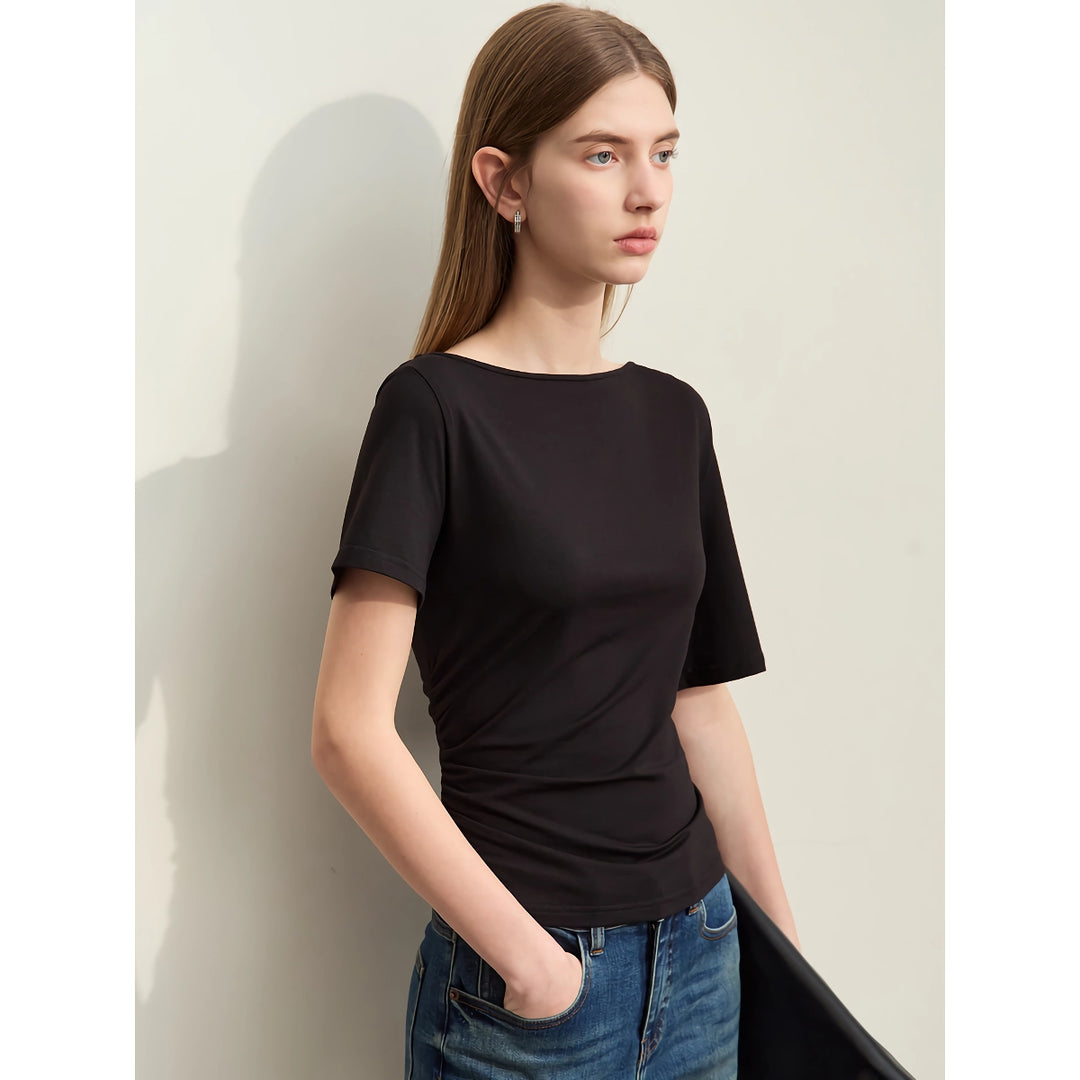 Minimalist Asymmetric Slash Neck Women's T-Shirt