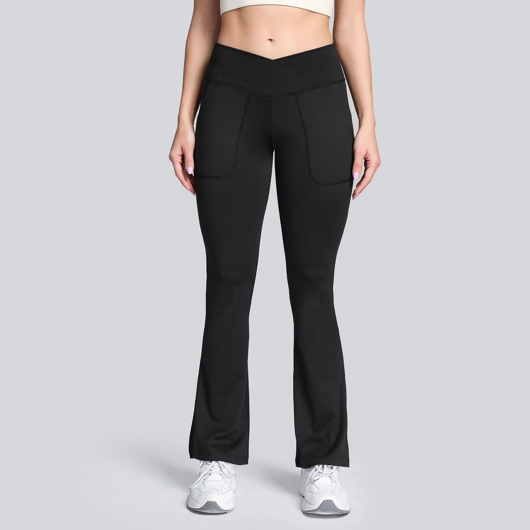 High-stretch Cross-waist Flared Trousers For Moisture Wicking