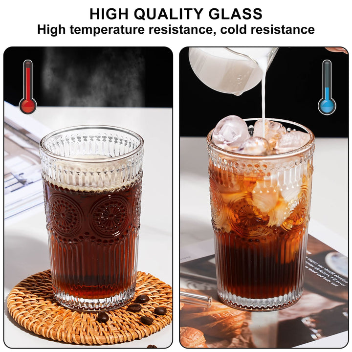 350ML Transparent Glass Cup with Wooden Lid & Straw