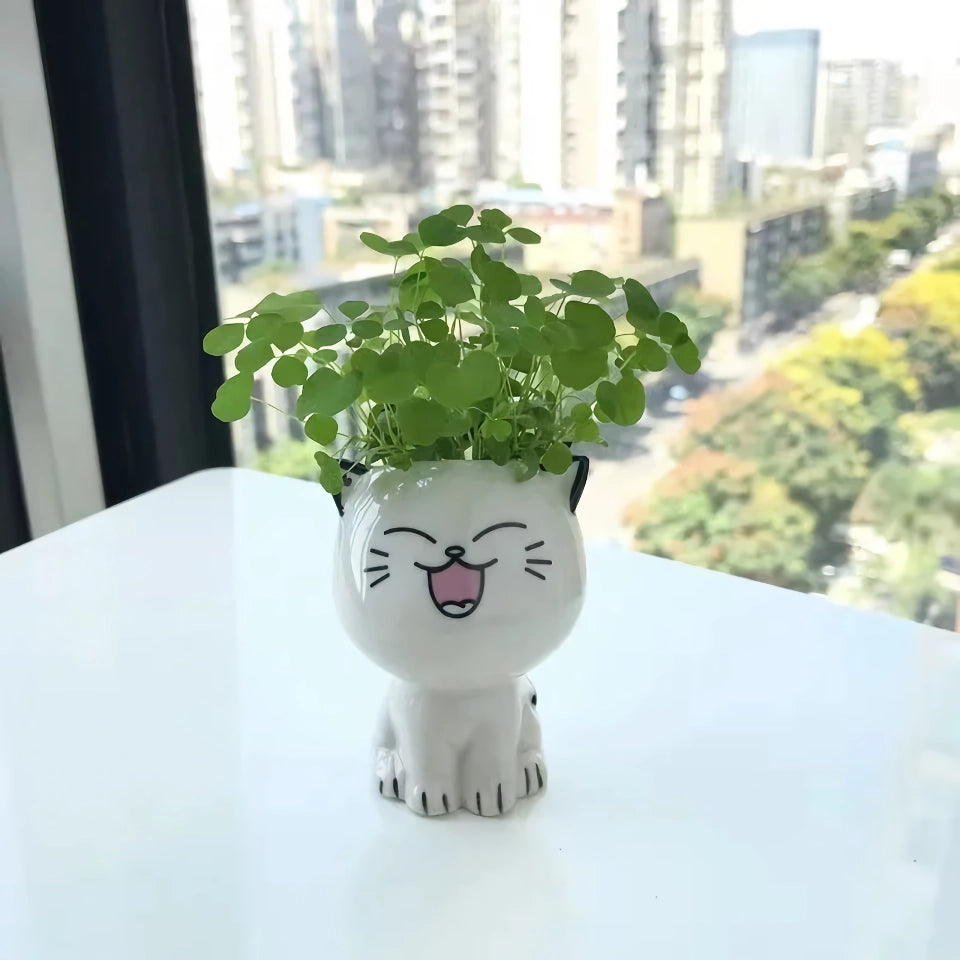 Cute Mini Cat Shaped Ceramic Plant Pot