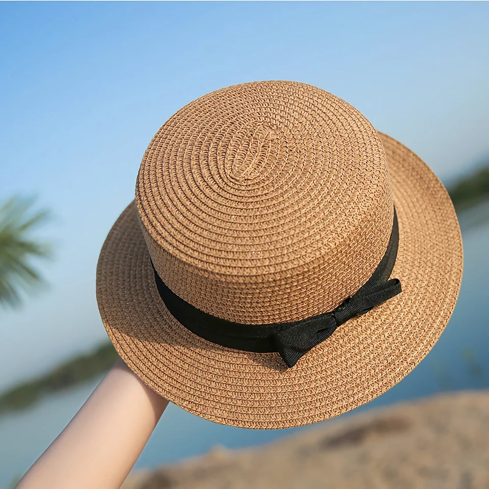 Classic Panama Hat with Bowknot