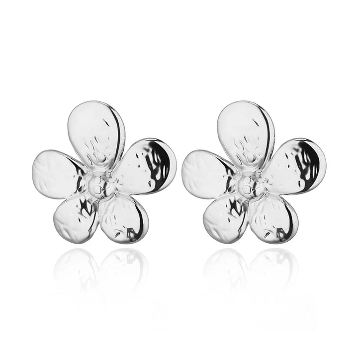 Elegant Floral Stainless Steel Stud Earrings - Trendy Flower Ear Accessories