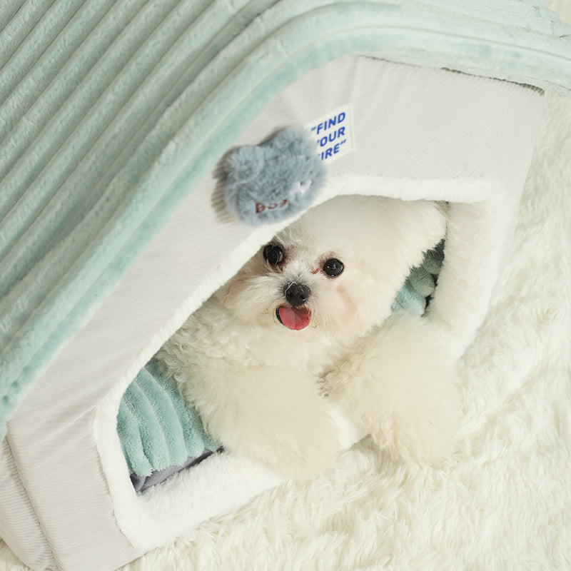 Foldable Pet House with Removable Sleep Mat