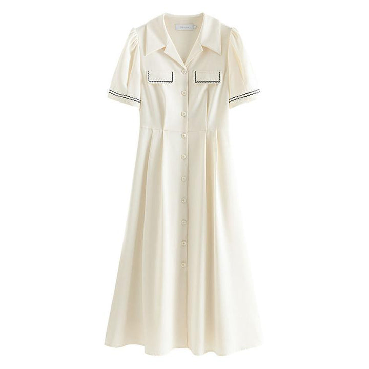 Summer Chic Vintage-Inspired Polo Collar Mid-Calf Dress