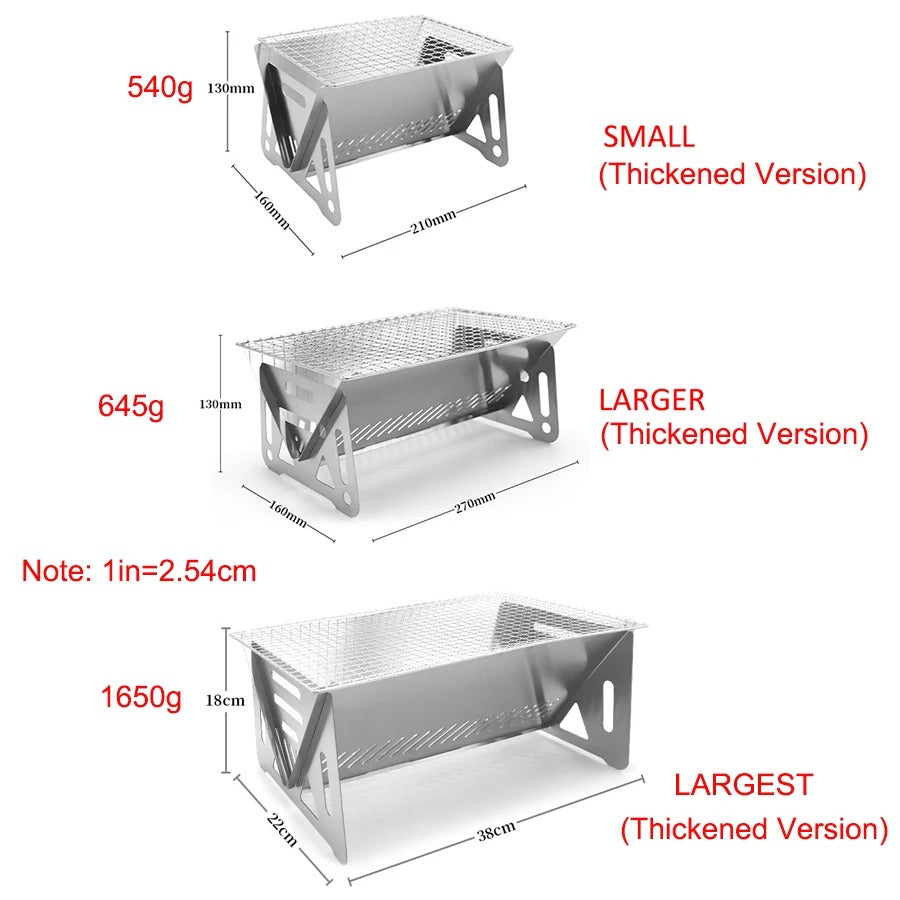 Compact Stainless Steel Portable Folding BBQ Grill for Camping and Outdoor Cooking