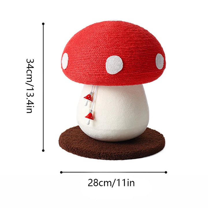 Charming Red Mushroom Cat Scratching Post