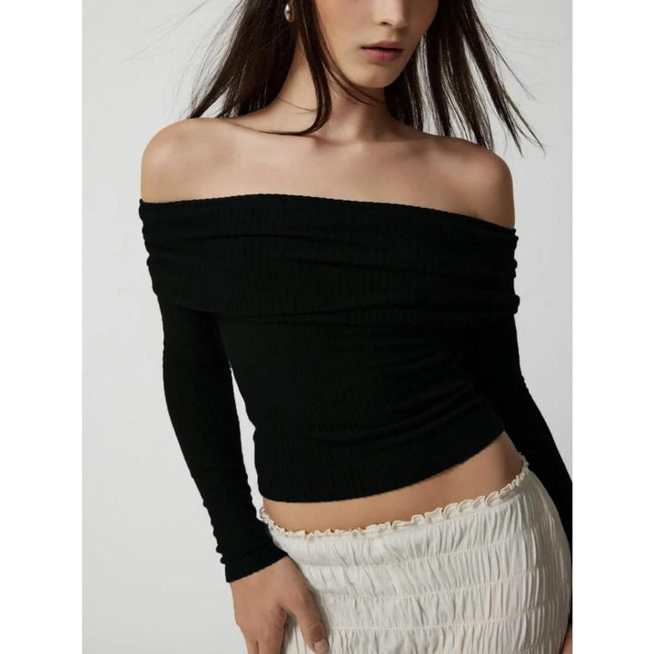 Elegant Off-Shoulder Knit Sweater