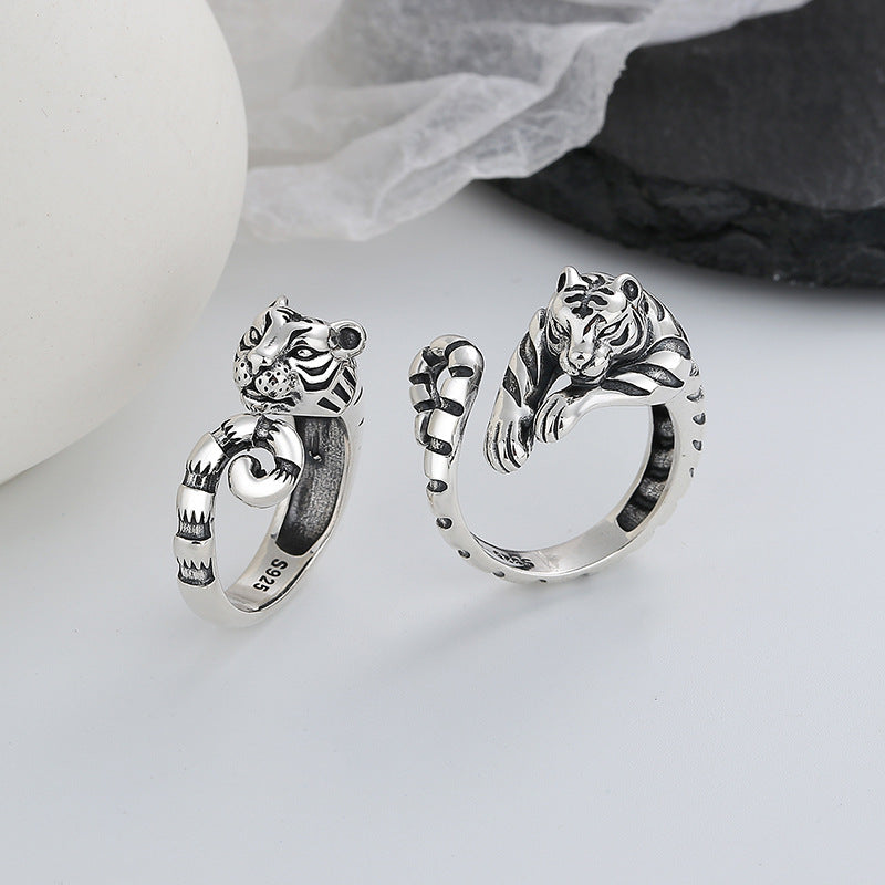 S925 Silver Tiger Styling Ring Unique Natural