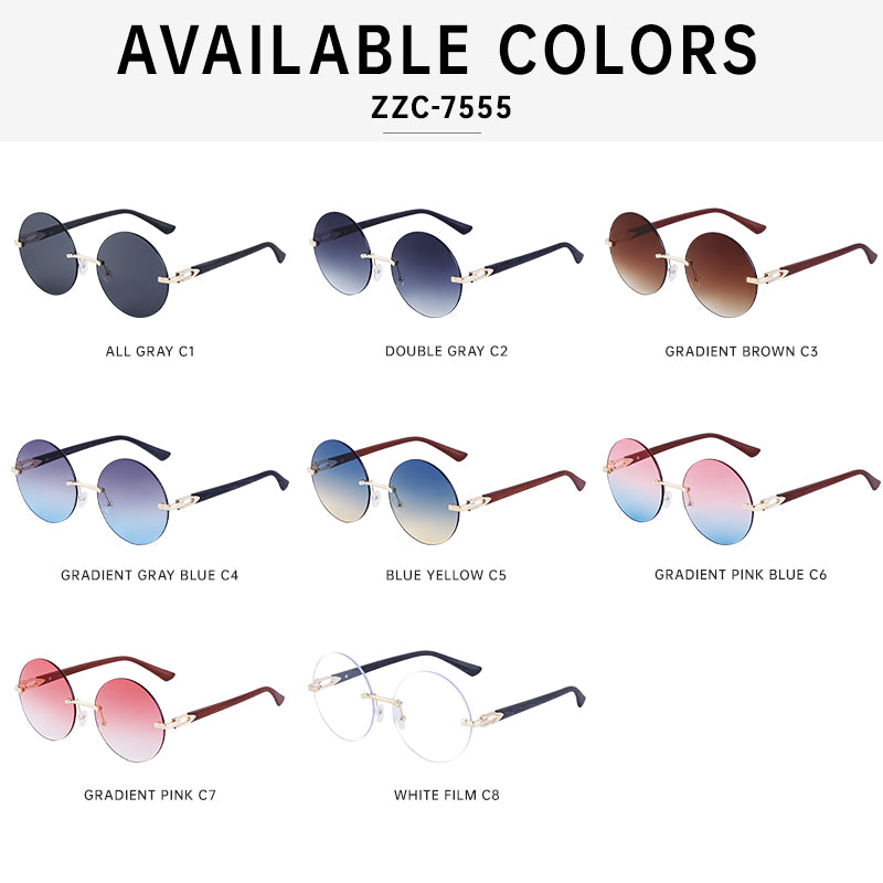 Trendy Gradient Rimless Round Sunglasses