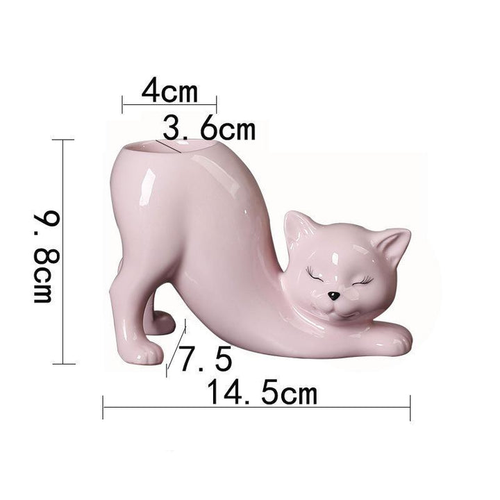 Cute Cartoon Cat Tail Porcelain Flower Pot Vase