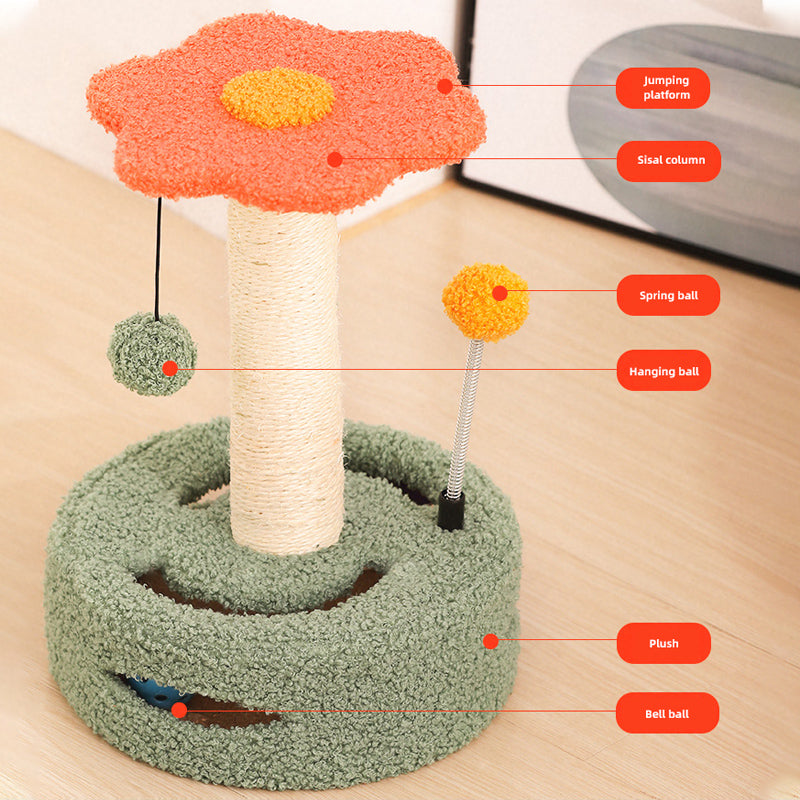 Compact Cat Climbing Frame with Sisal Scratching Post and Interactive Teasing Toys