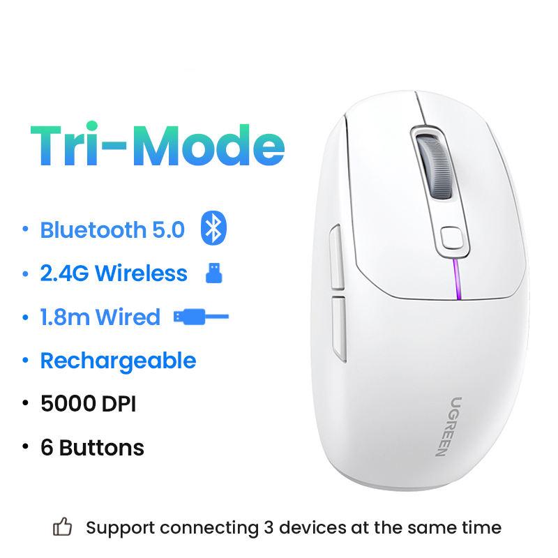 Wireless Bluetooth 5.0 & 2.4G Ergonomic Mouse - 4000DPI, 6 Silent Buttons, Dual Mode Connectivity