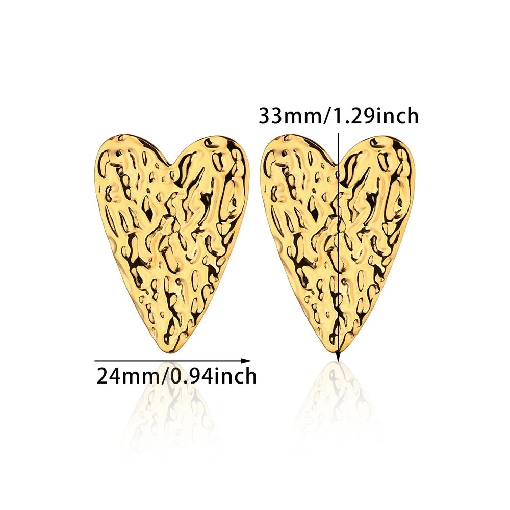 Irregular Heart Stainless Steel Stud Earrings – Minimalist Fashion Statement