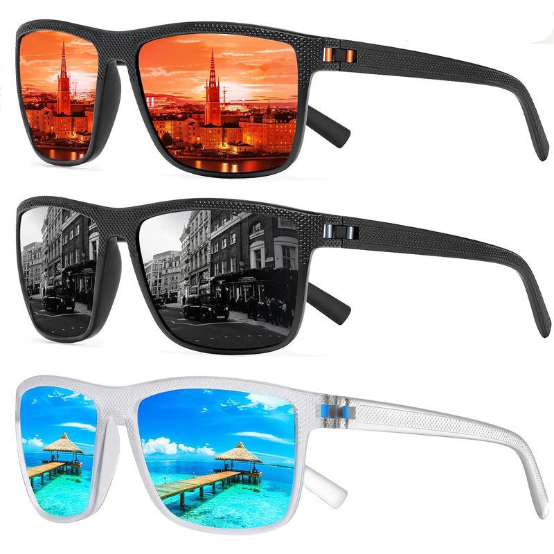 3PCS Square Polarized Sunglasses