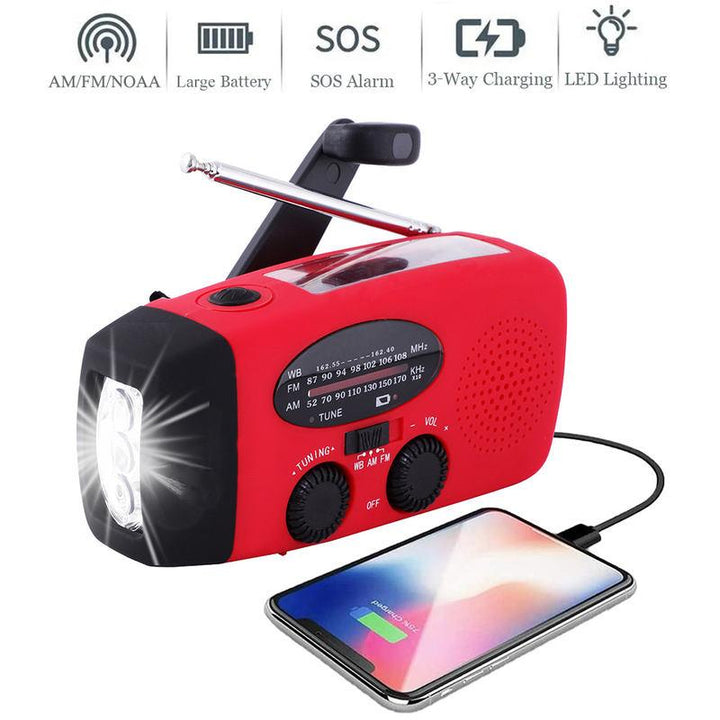 Solar Hand Crank LED Camping Lantern with AM/FM Radio and USB Charger