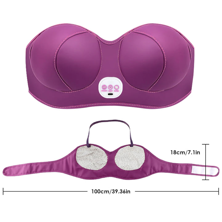 3-Speed Vibration Breast Massager with Hot Compress for Breast Enhancement and Meridian Care