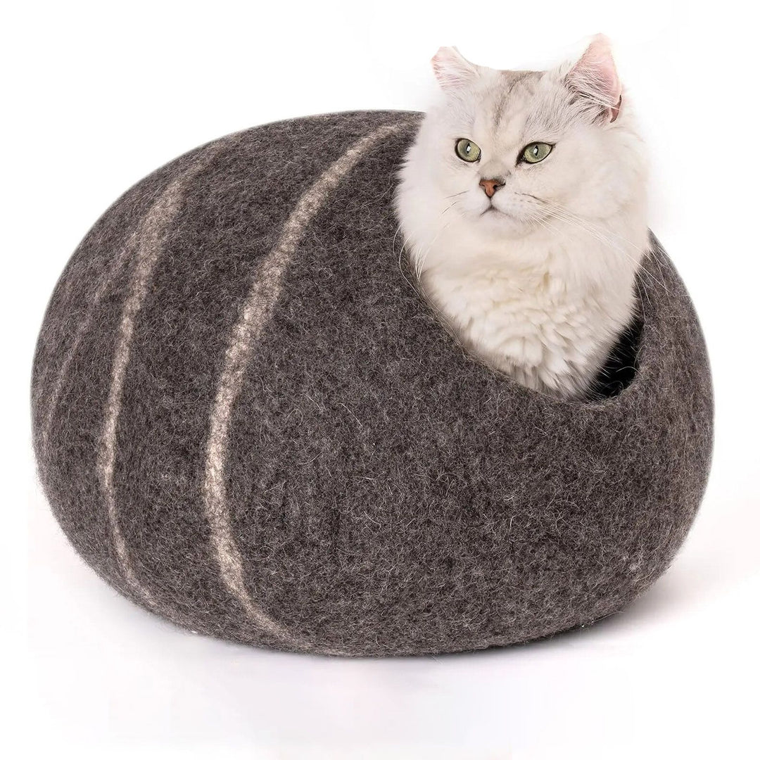 Premium Handmade Felt Cat Bed Cave 100% Merino Wool