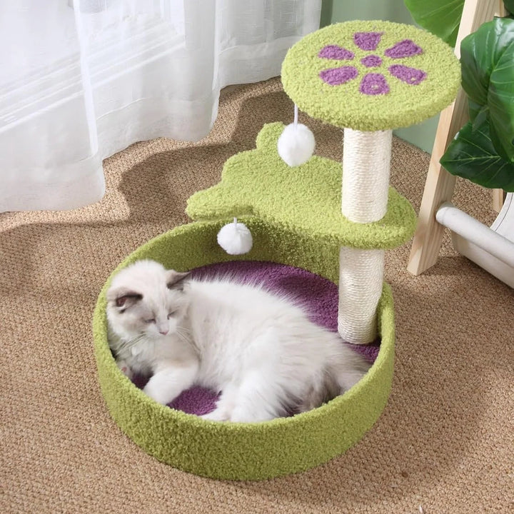 Deluxe Cat Scratcher & Climbing Tree with Wool Ball Toys